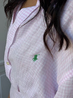 Combinaison upcyclée lin vichy rose