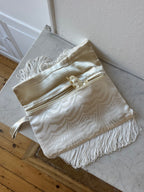 Pochette upcyclée soie zébrée et franges