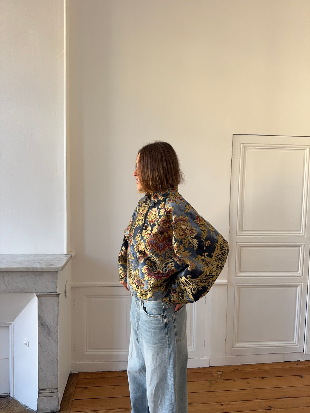 Veste fine upcyclée à motifs - T2