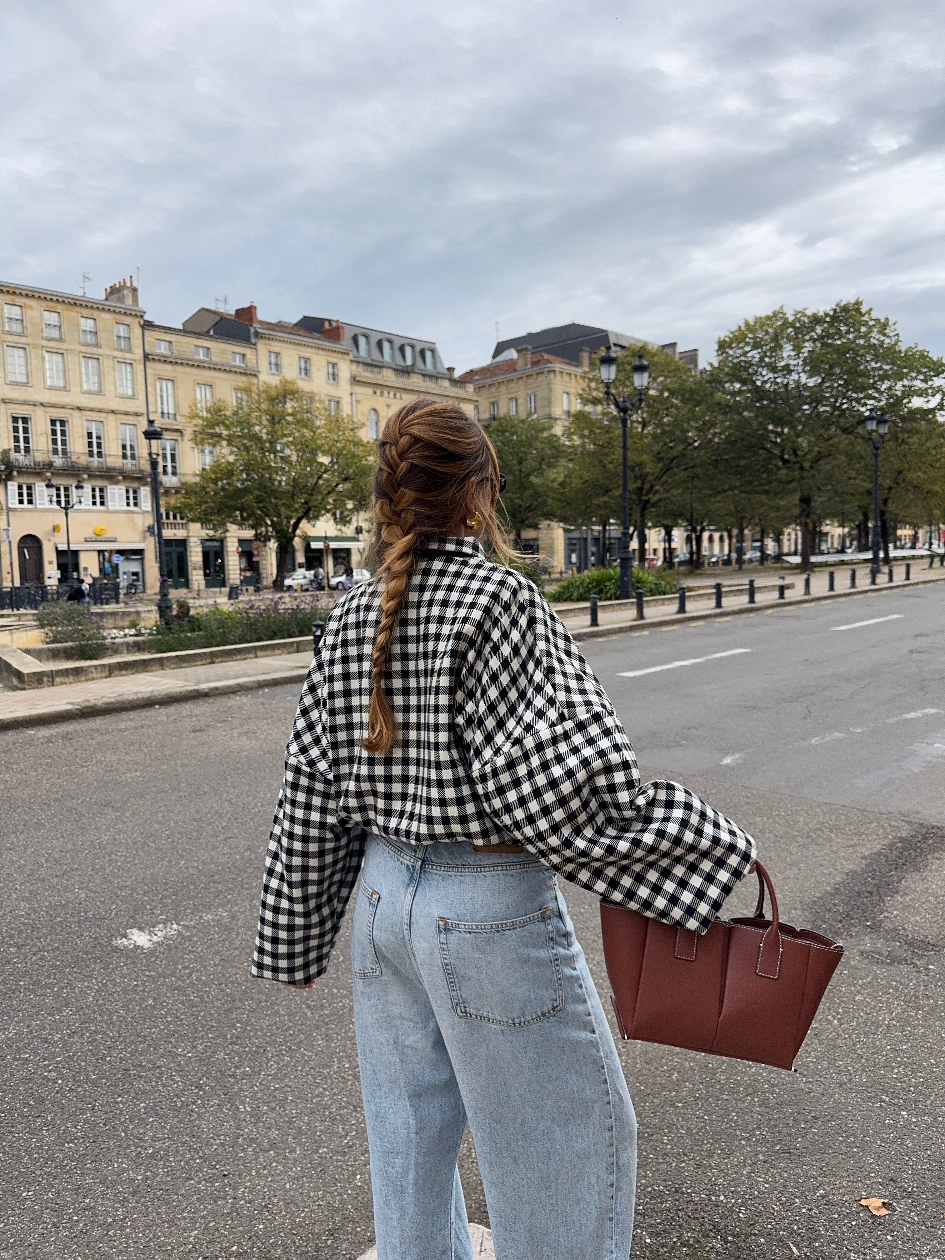 Bomber laine vichy noir et blanc