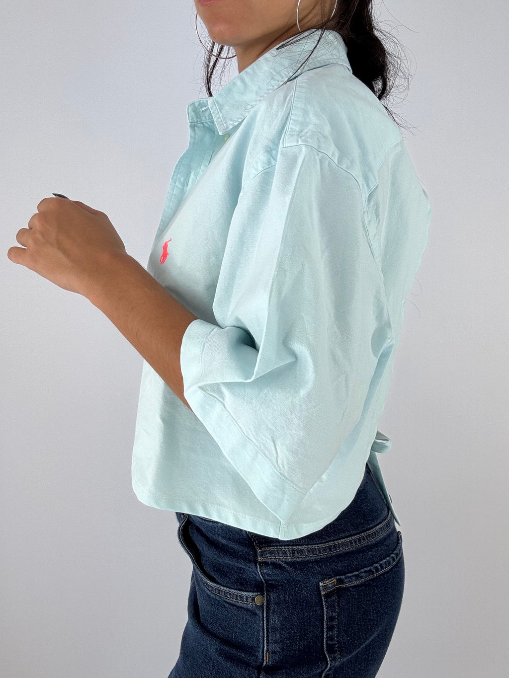 Chemisette upcyclée dos nu ciel