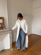 Veste longue upcyclée blanche - L