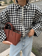 Bomber laine vichy noir et blanc