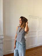 Top dos nu upcyclé vichy - M