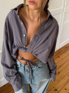 Chemise upcyclée dos nu à carreaux - S/M