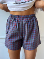 Caleçon short upcyclé à carreaux