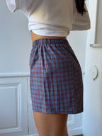 Caleçon short upcyclé à carreaux