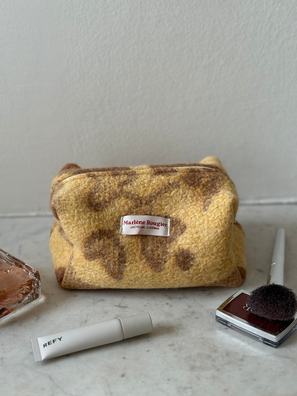 Trousse upcyclée laine à motifs vintage - petite