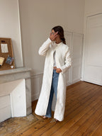 Veste longue upcyclée blanche - L