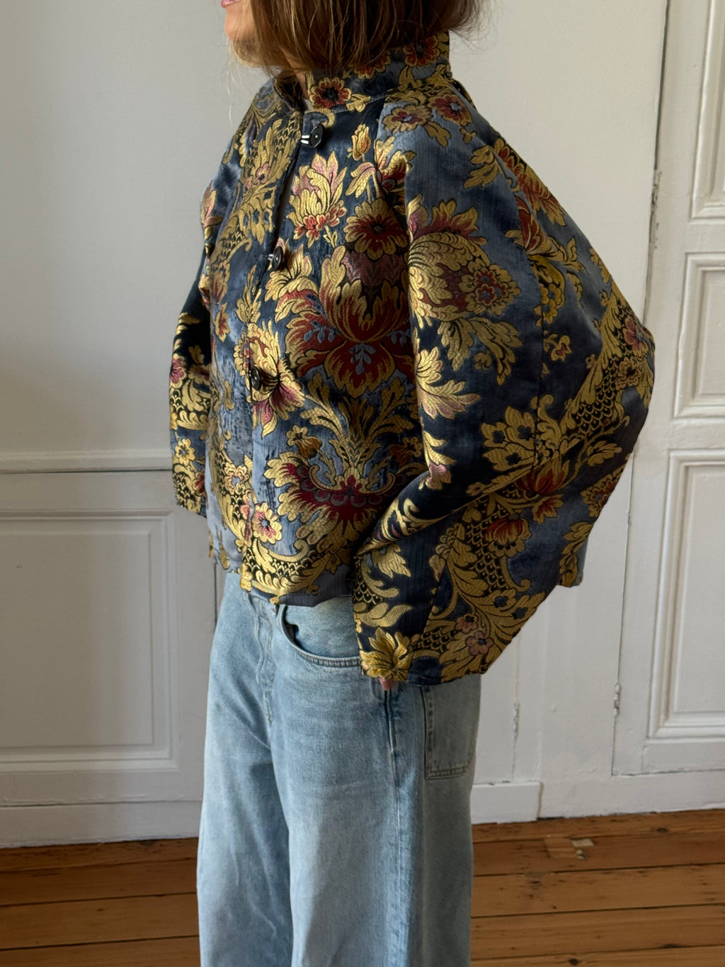 Veste fine upcyclée à motifs - T2