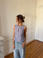 Top dos nu upcyclé rayé - L