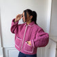 Veste upcyclée matelassée framboise