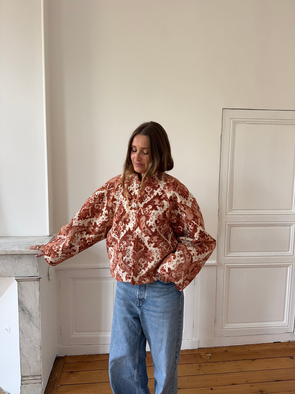 Veste upcyclée à motifs - T2