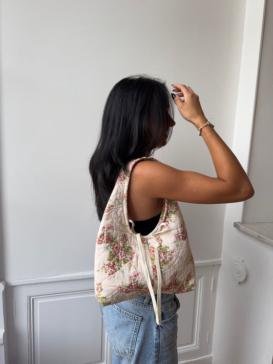 Sac upcyclé matelassé fleuri