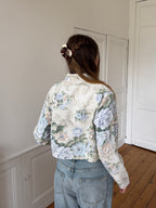 Veste courte upcyclée à fleurs - S