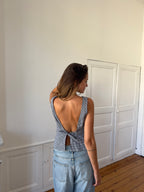 Top dos nu upcyclé vichy - M