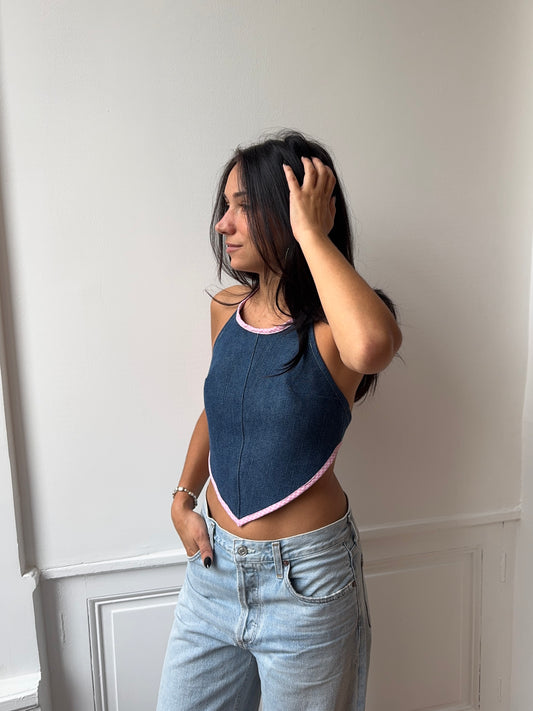Top upcyclé denim