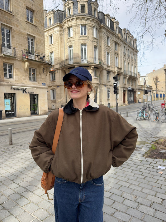 Bomber laine marron