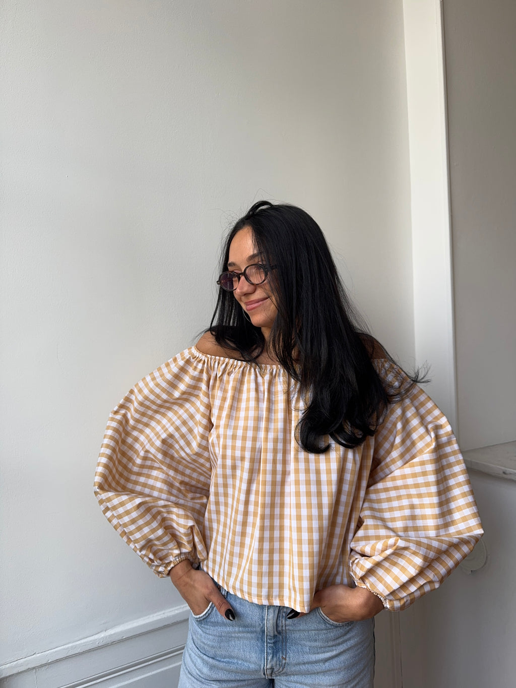 Blouse vichy moutarde