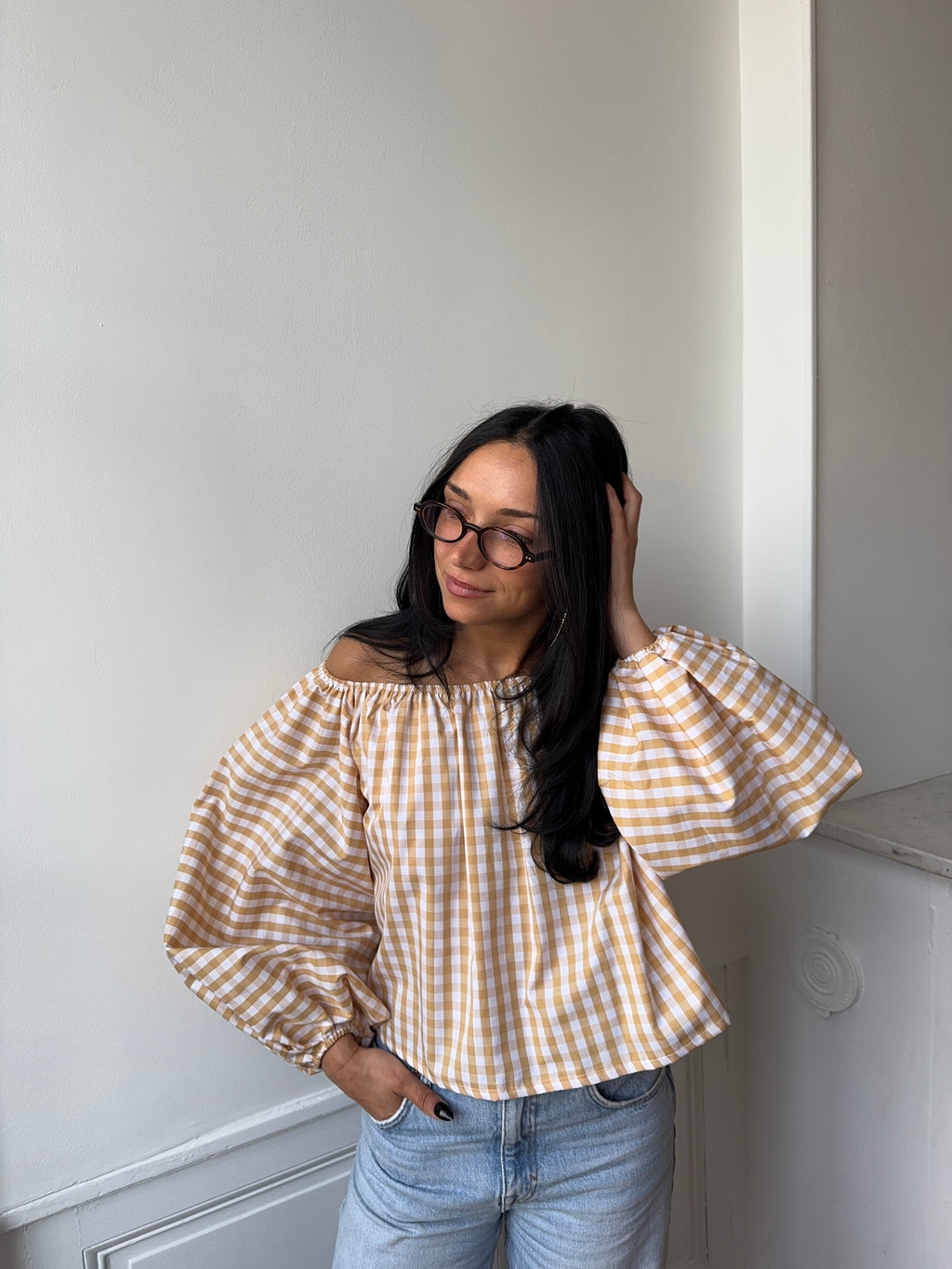 Blouse vichy moutarde