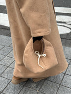 Sac upcyclé laine marron clair vintage - petit