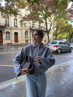 Bomber laine fine à carreaux