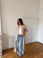 Veste longue upcyclée beige - S