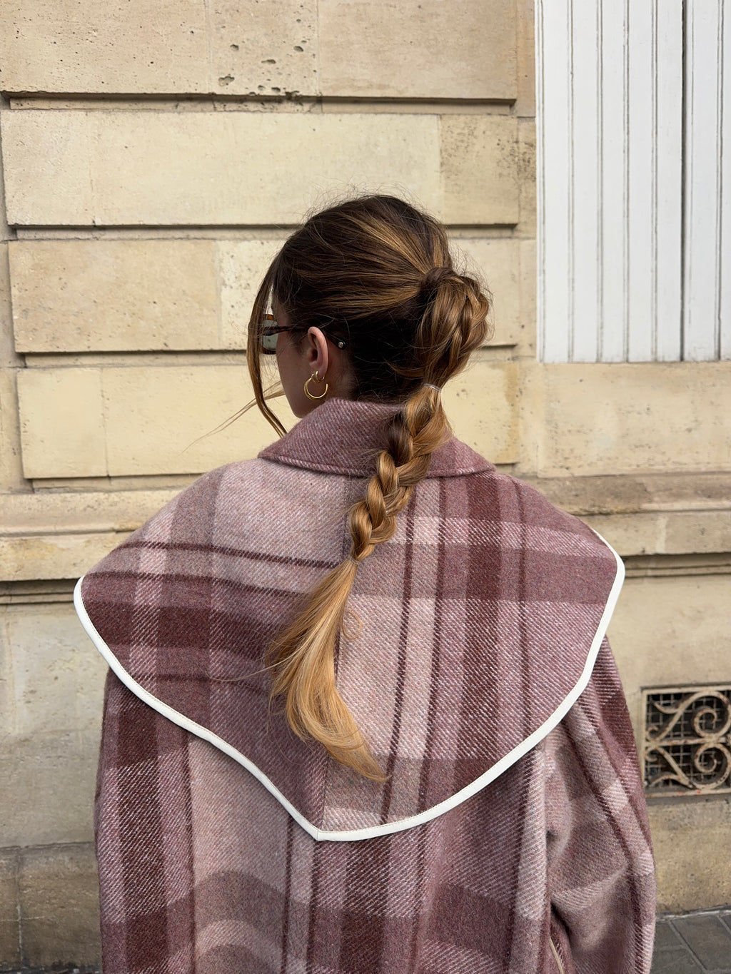 Châle upcyclé laine à carreaux vintage