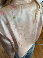 Veste courte upcyclée satinée rose - M