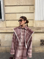 Châle upcyclé laine à carreaux vintage