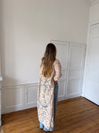 Veste longue upcyclée beige - S