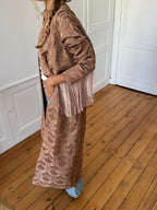 Veste longue upcyclée satinée cuivrée - S