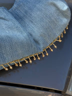 Sac upcyclé denim et perles vintage - petit