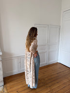 Veste longue upcyclée beige - S