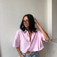 Chemisette upcyclée dos nu rose