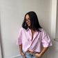 Chemisette upcyclée dos nu rose