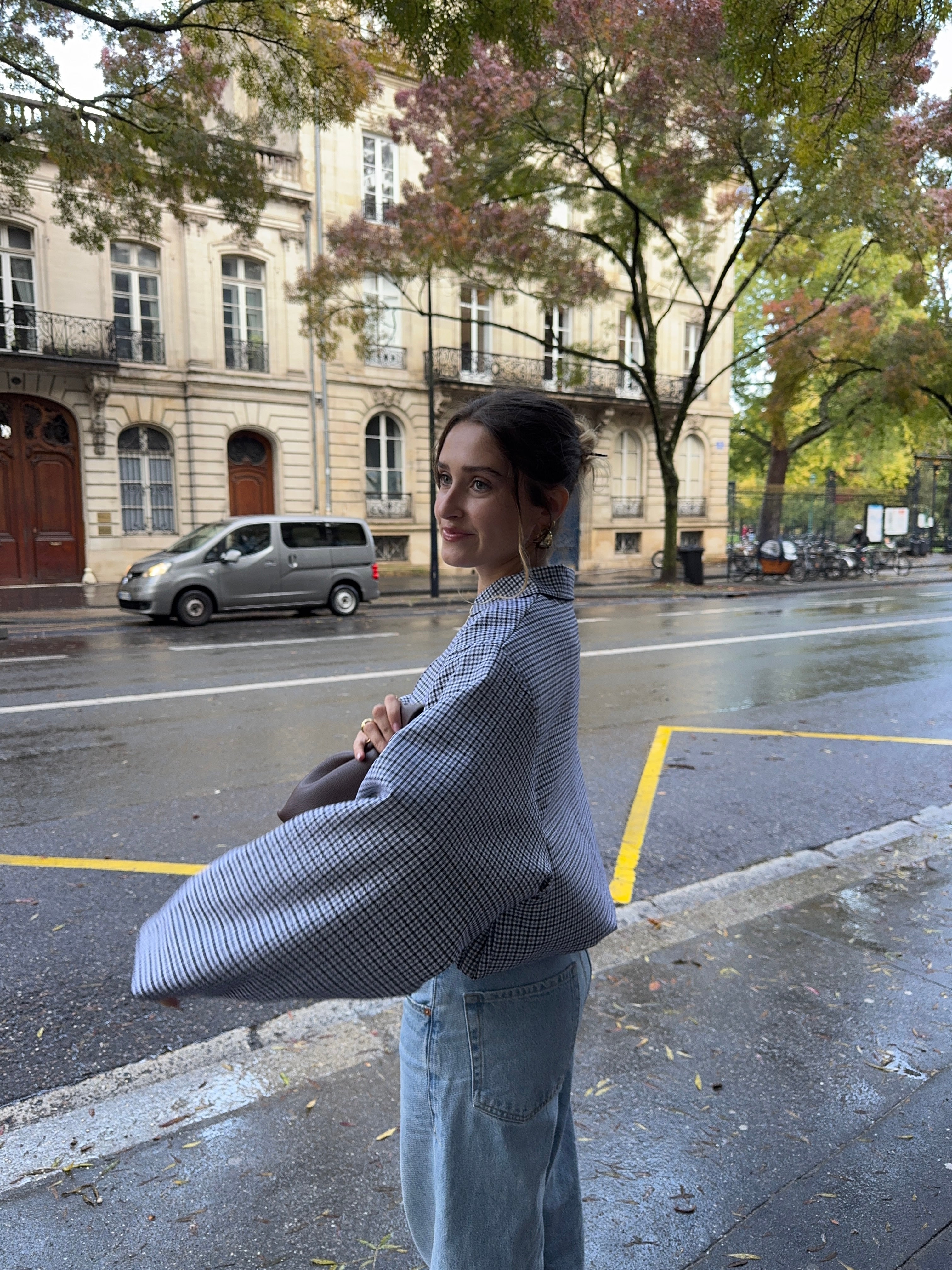 Bomber laine fine à carreaux