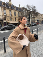 Sac upcyclé laine beige vintage - petit