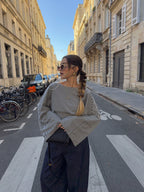 Top jersey à rayures blanches et noires