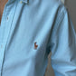 Chemise upcyclée ciel + chouchou