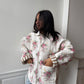 Veste upcyclée matelassée blanche à fleurs