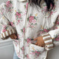 Veste upcyclée matelassée blanche à fleurs