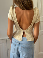 Top dos nu upcyclé satiné crème - XS