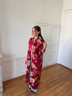 Veste longue upcyclée satinée rouge - M