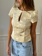 Top dos nu upcyclé satiné crème - XS