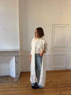 Veste longue fine upcyclée soie zébrée - M