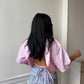 Chemisette upcyclée dos nu rose