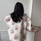 Veste upcyclée matelassée blanche à fleurs