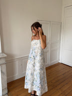 Robe dos nu longue upcyclée à fleurs