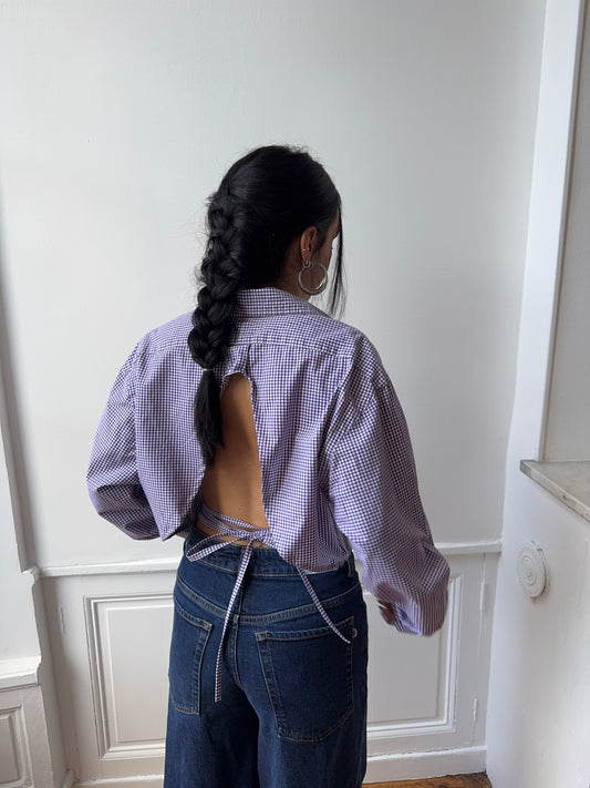 Chemise upcyclée dos nu vichy